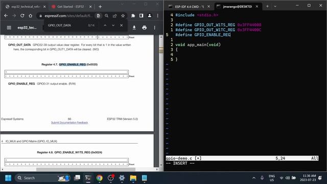 Bare metal GPIO driver for ESP32 | Toggling an LED