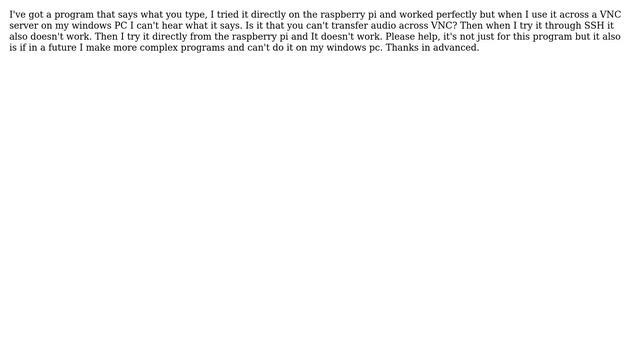 Raspberry Pi: Transfer audio across VNC or SSH