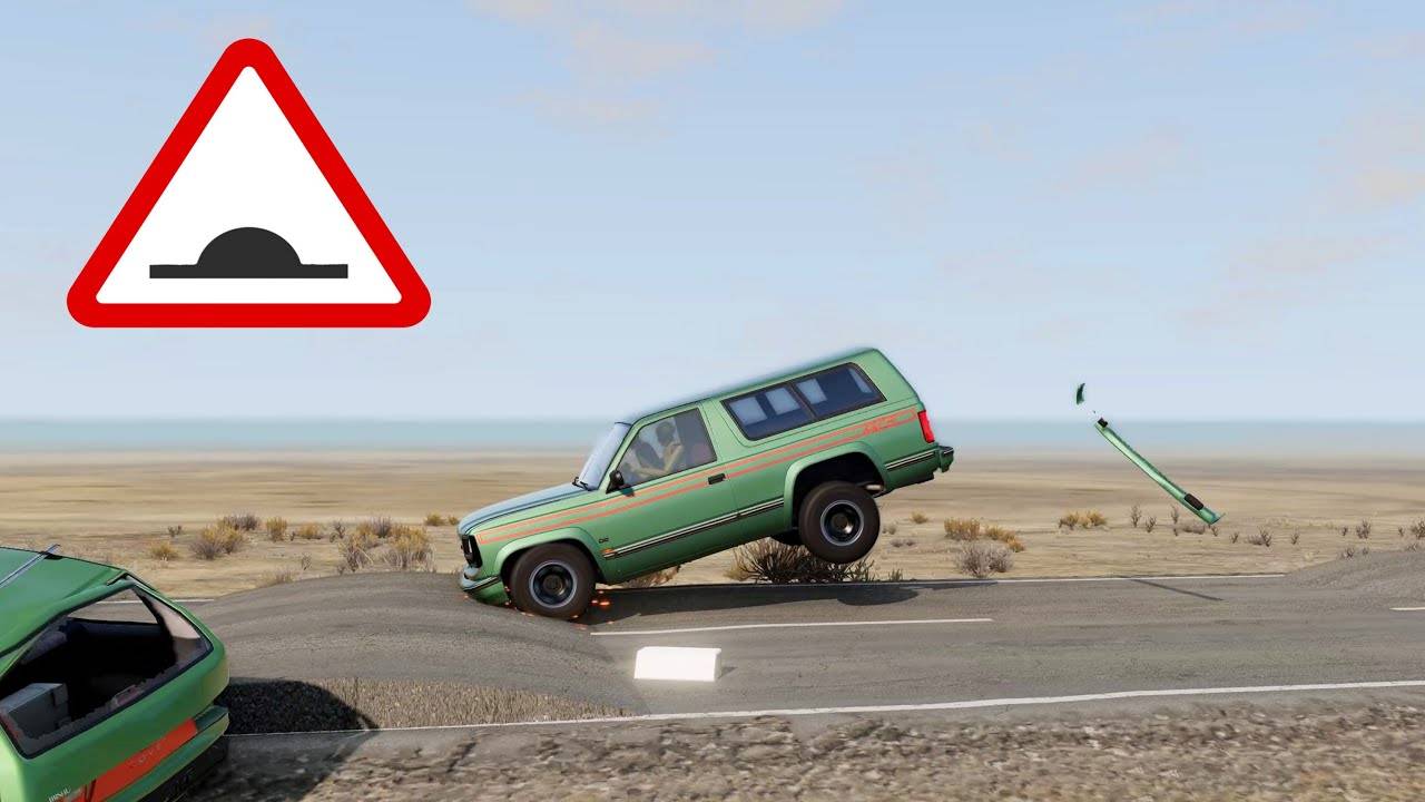 BeamNG Drive - Тачки против лежачих полицейских #4 (Высокая скорость)