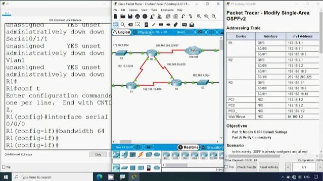 2.4.11 Packet Tracer - Modify Single Area OSPFv2