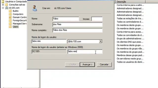 7 - Criar Usuários no ADDS do Windows Server 2008 R2