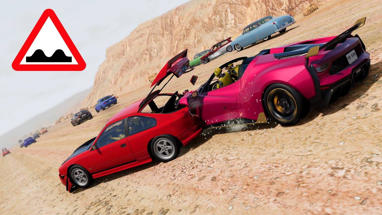 BeamNG Drive - Автомобили, Не Предназначенные Для Гонок По Длинной Ухабистой Дороге В Пустыне #