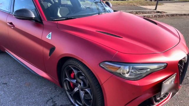 Alfa Romeo Giulia Quadrifoglio Matte Iced Red Titanium Wrap