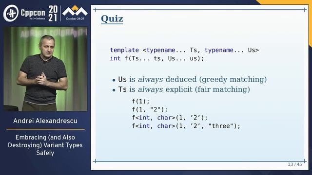 Embracing (and also Destroying) Variant Types Safely - Andrei Alexandrescu - CppCon 2021