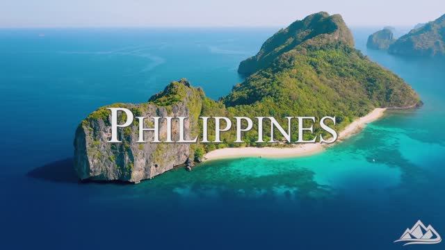 FLYING OVER PHILIPPINES 4K UHD 🌍 Amazing Beautiful Nature Scenery & Relaxing Music for Stress Rel