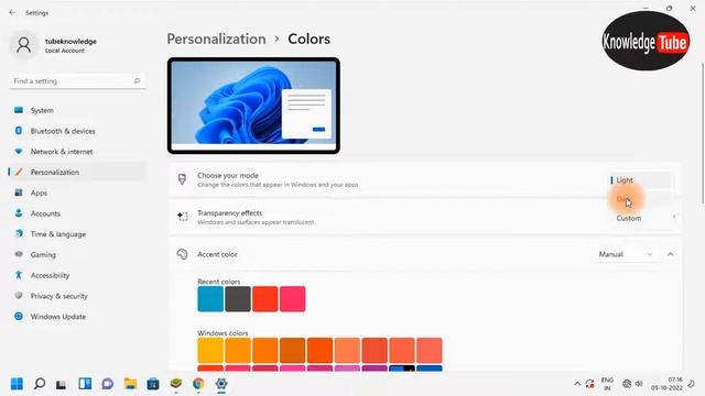 How to enable Dark Mode in Windows 11 | Windows 11 Enable Dark mode ? | Win11 me dark mode turn on