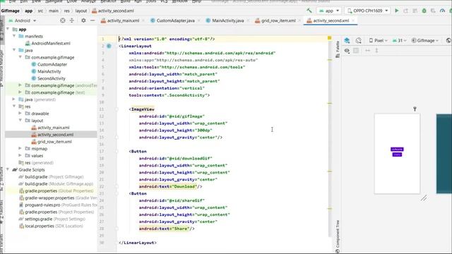 How To Show GIF Images in Adapter Android Studio || Part 3 || Add Text with Image in GridView