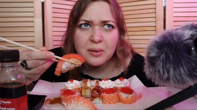 АСМР ИТИНГ РОЛЛОВ 🍣🥢 Ёбидоёби обзор доставки 🤤 мукбанг