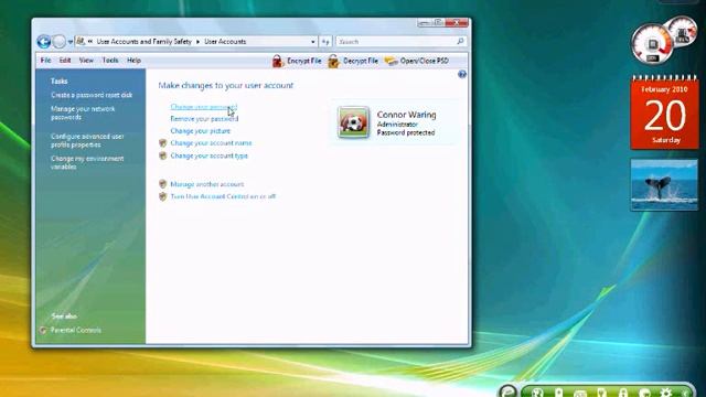 Tutorial for Change password and Picture on windows vista