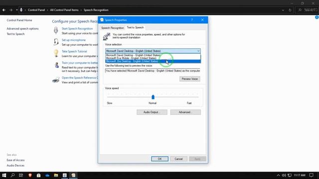 Change The Default Microsoft Text-to-Speech Voice Windows 10!