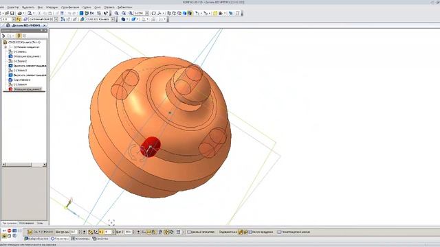 Массив по концентрической сетке. Компас-3D