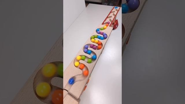 marble Run Race ASMR #109 Деревянная Волновая трасса с разноцветными шариками #marblerun #marblerunr