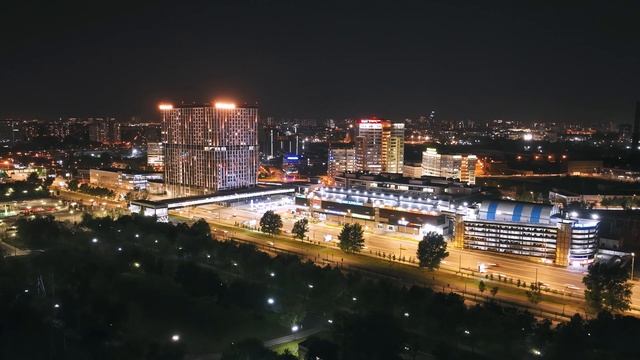 Впечатляющее видео ночной Москвы ｜ An exciting video of Moscow at night from a bird's-eye view