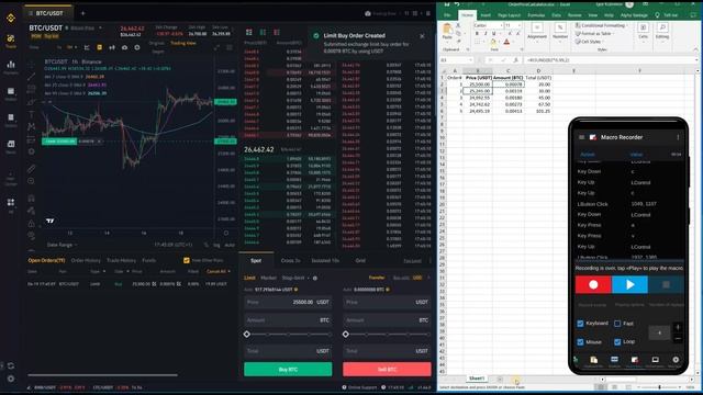 Keyboard Extension - Macro Recorder: Placing limit orders from Excel into Binance automatically