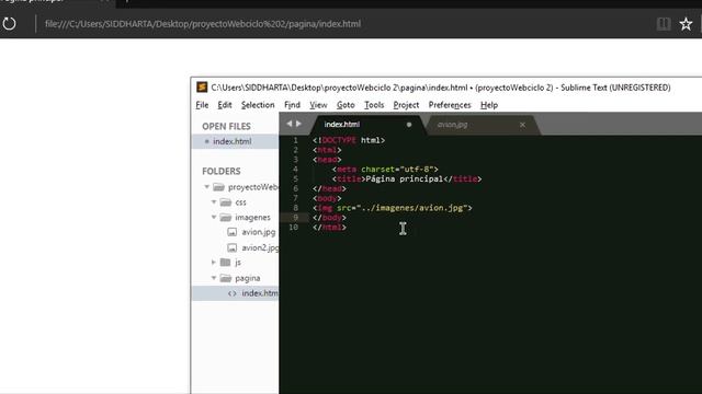 Como insertar imagenes en sublime text Html
