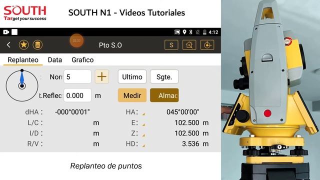 10.- Estación Total SOUTH N1 - Replanteo de puntos