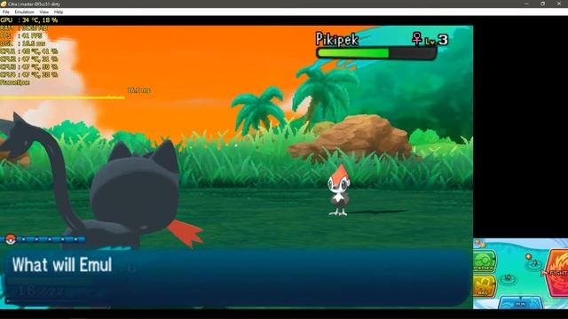 Citra 3DS Emulator - Pokemon Sun - Test #1 - GTX 750 Ti 2GB - i3 3220 3.30GHz - 8gb RAM