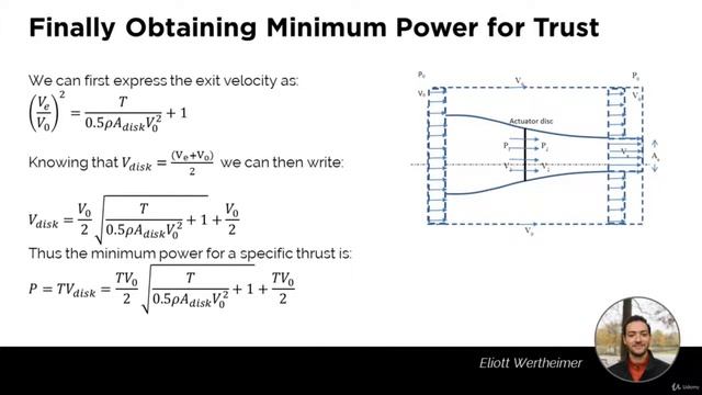 Calculate Thrust, Power and Efficiency using Actuator Disk Theory and Bernoulli's Principle