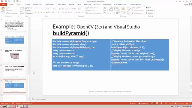 part 2 image pyramid opencv 3 visual C++ 2015 64 bit gaussina pyramid laplacian pyramid optical flo