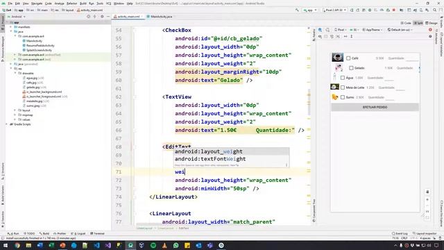 Android Studio 4.0.1 - #24 - Exercício Ementa de Restaurante - parte 2