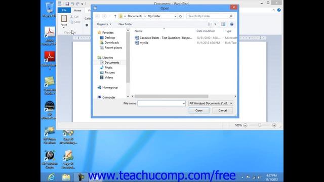 Windows 8 Tutorial Opening a Document in WordPad Microsoft Training Lesson 7.5