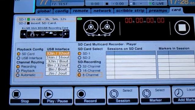 trialling the Behringer x-live card