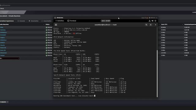 Linux Benchmark - Debian, Ubuntu, AlmaLinux, Feren OS und Zorin OS