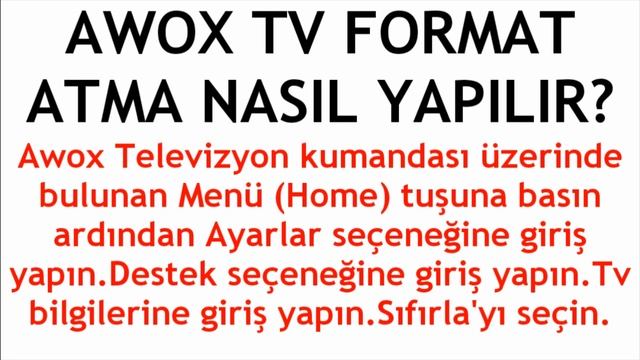 Awox TV Format Atma Nasıl Yapılır?