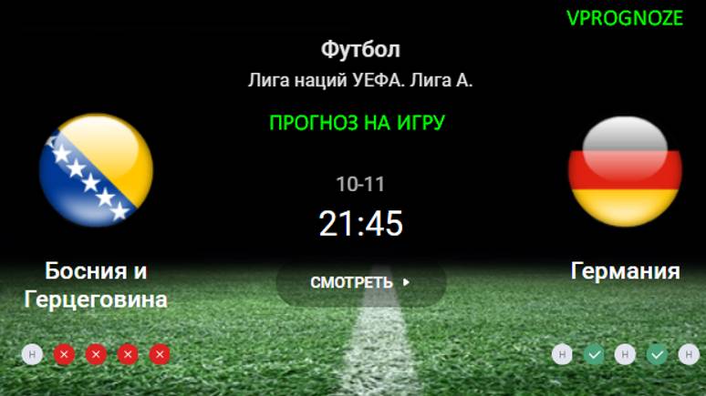 ❌ ❌ ❌Игра фаворита и аутсайдера. Босния и Герцеговина - Германия прогноз . 11 октября 2024