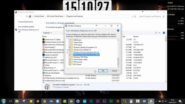 Enable Windows Subsystem for Linux Feature On Windows 10