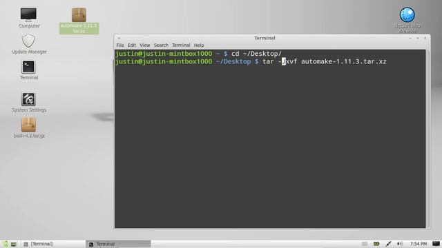 how to extract a tar.xz file in linux mint 13