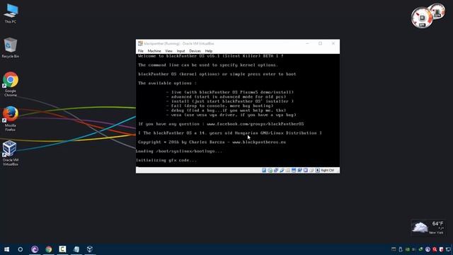 blackPanther linux  live in virtualbox