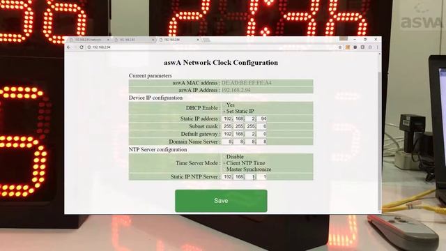 aswA 5/8 Network NTP Client Digital Clock POE ::  Embedded Web Server Configuration