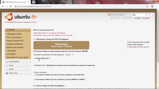 01-Télécharger la distribution Ubuntu 18 04 LTS.