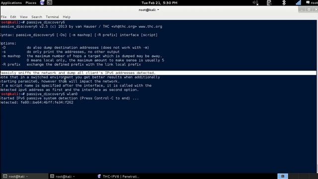 Passive_Discovery6 - Passively Sniffs IPv6 Traffic & Dumps IPv6 Addresses [Kali Linux]
