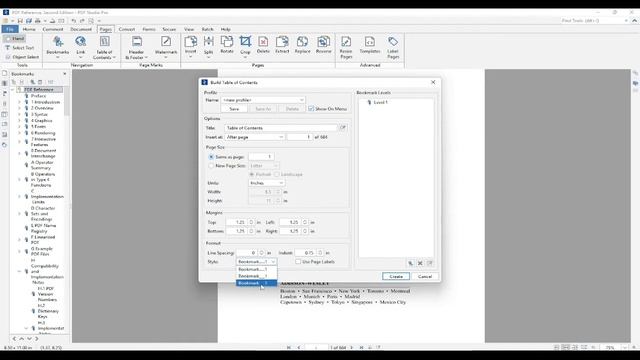 PDF Studio - Create Table of Contents from PDF Bookmarks