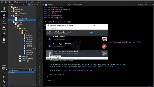 Qt QML Online Radio using BASS Audio Library