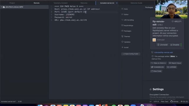 Tutorial Koneksi Server Menggunakan Protokol SSH pada ATOM Editor