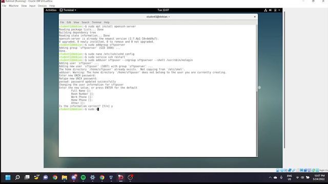 BITS1213 UTeM PROJECT PART 2 - SFTP configuration and testing (RAHMAT BIN ROSLI)