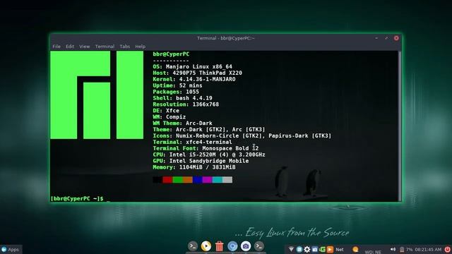 Manjaro Arch based Linux+Xfce 4.12+Compiz Beautiful desktop customized 2018