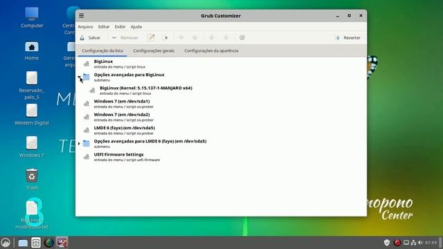 Como instalar e usar o Grub Customizer no BigLinux. Alterar a ordem de boot.