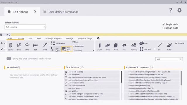 Tekla Ribbon - изменение размера кнопок на ленте (Tekla Ribbon - Thay đỏi kích thước nút lệnh trong