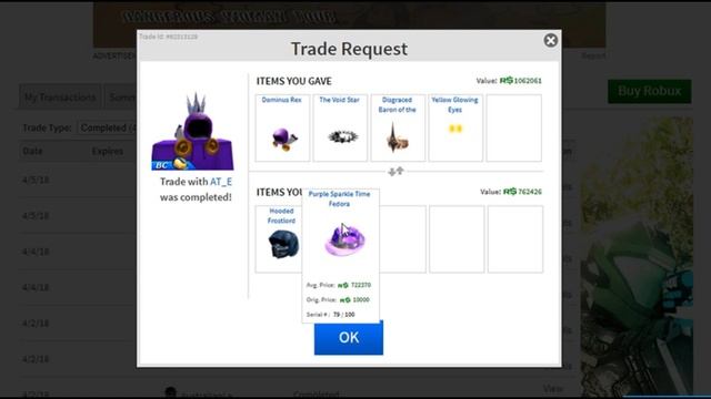 I Traded For Purple Sparkle Time Fedora!! 1M+  | Roblox Trade Hangout |