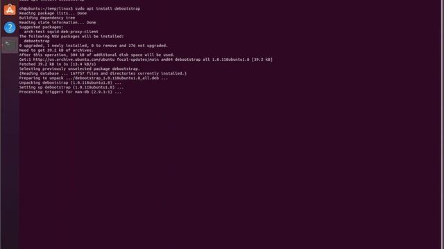 QEMU - install debootstrap for rootfs