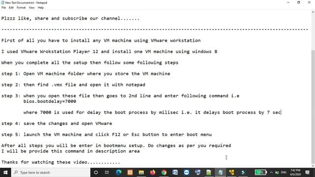 How to Access boot/bios menu of VM in VMware