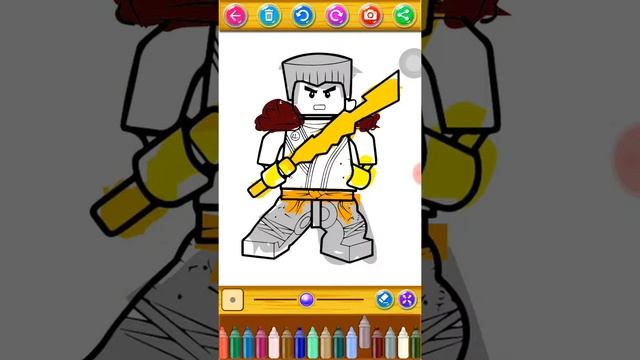 Раскрашиваем Зейна в онлайн раскраске Lego Ninjago