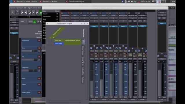 How to configure a submix in Ardour 3 in Ubuntu Studio Linux