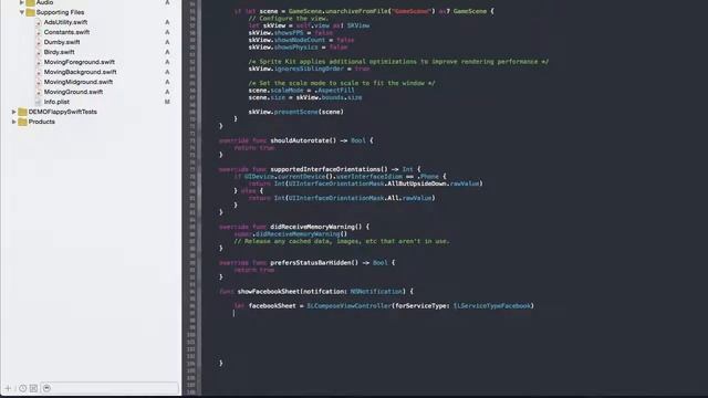 Basic set up for Facebook integration - How to create a Flappy Birds inspired iPhone game in Swift