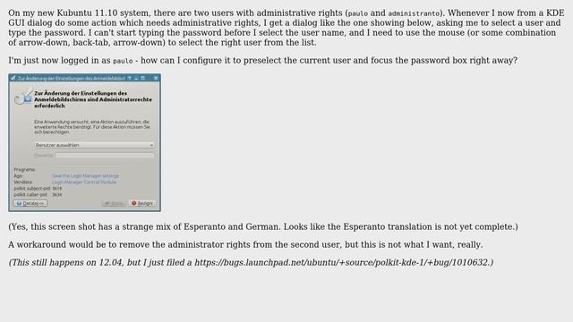 Ubuntu: How can I get Policykit-1-KDE to preselect the current user?