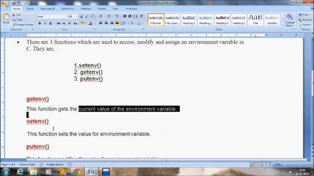 Environment variable in C Program .